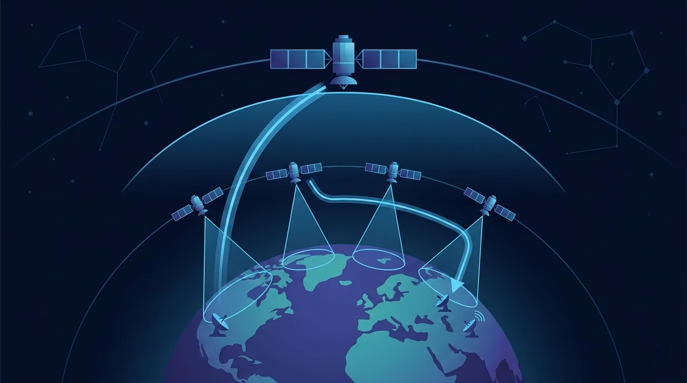 شبكات الأقمار الاصطناعية الهجينة: بنية متعددة المدارات (LEO + GEO) واعتبارات التصميم شبكات الأقمار الاصطناعية الهجينة: بنية متعددة المدارات (LEO + GEO) واعتبارات التصميم