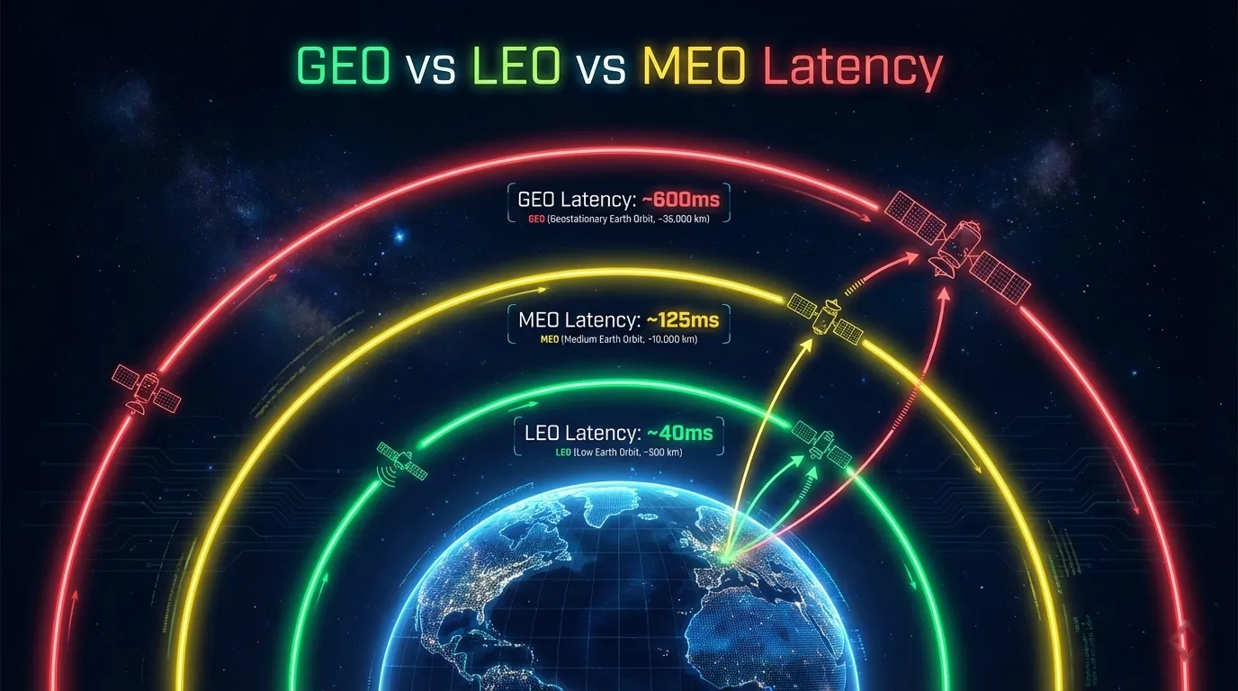 Perbandingan Latensi Satelit: GEO vs LEO vs MEO Dijelaskan Perbandingan Latensi Satelit: GEO vs LEO vs MEO Dijelaskan